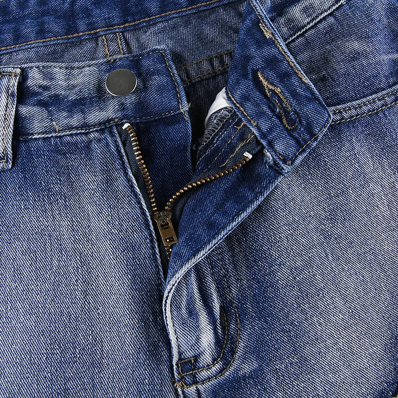 Jeans Bordados Sueltos Pierna Ancha — Estilo Retro Mujer