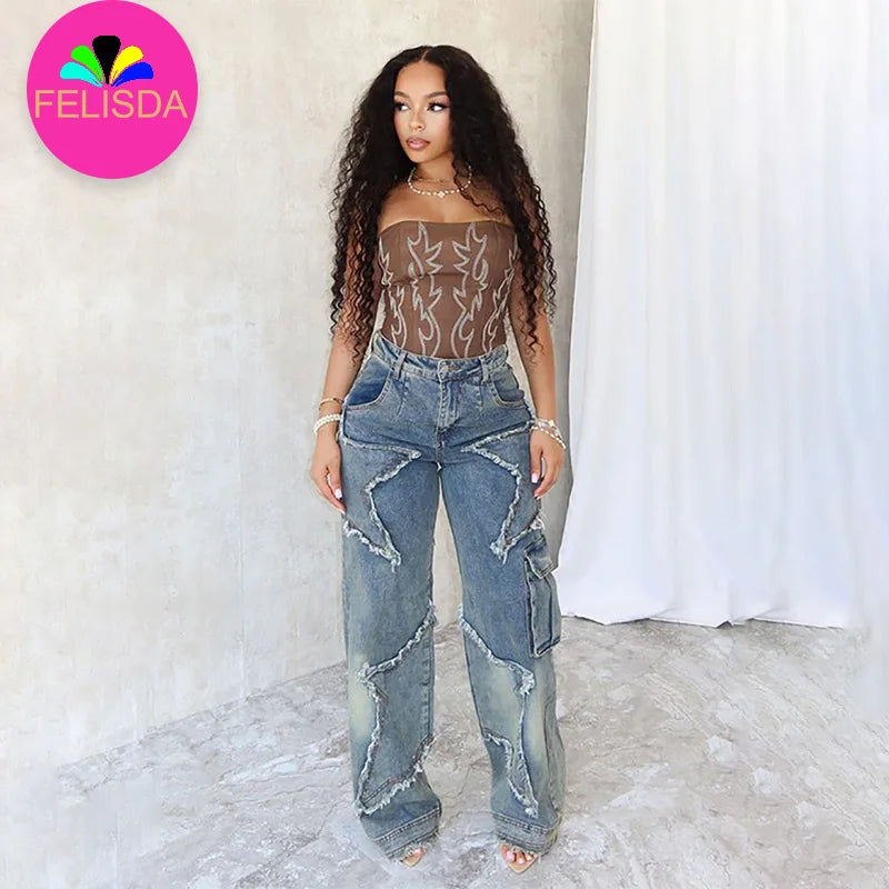 Jeans Cargo Denim — Bolsillos Laterales Utilitario Mujer 2026