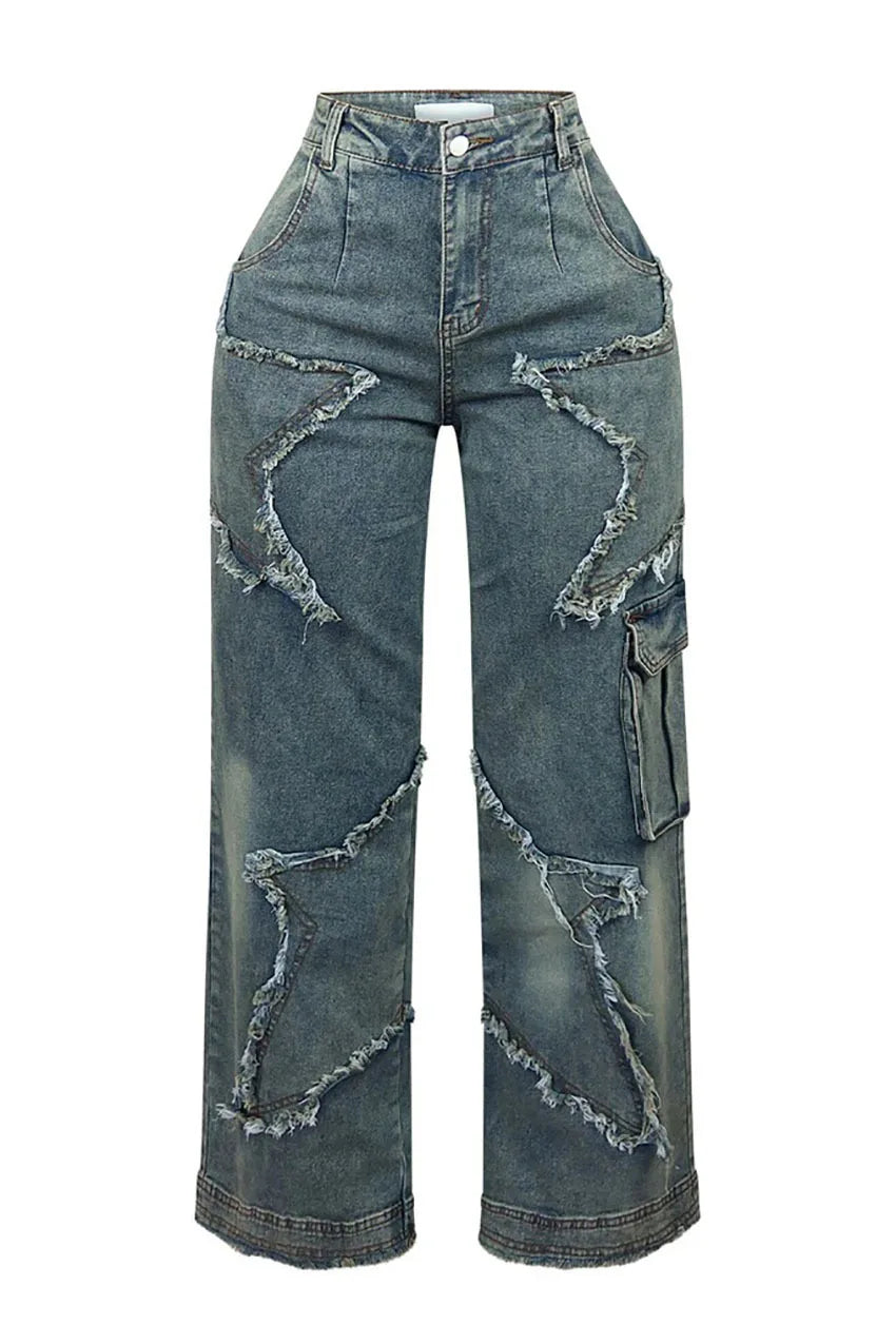 Jeans Cargo Denim — Bolsillos Laterales Utilitario Mujer 2026