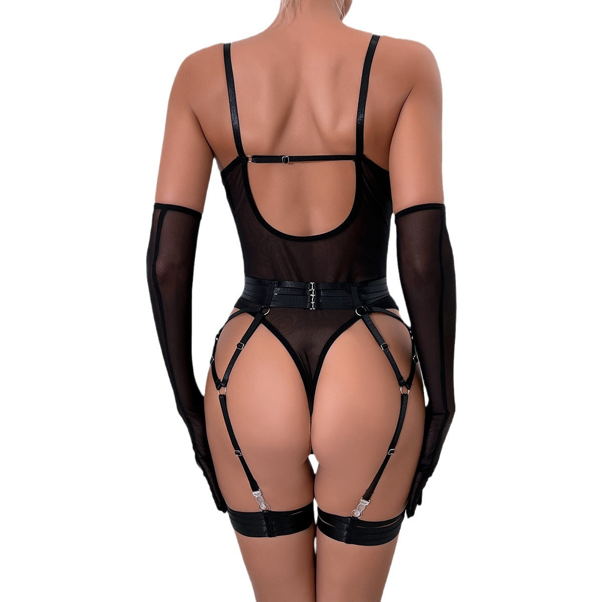 Sexy Lace Strap Lingerie Set with Gloves – 3-Piece Slim Fit