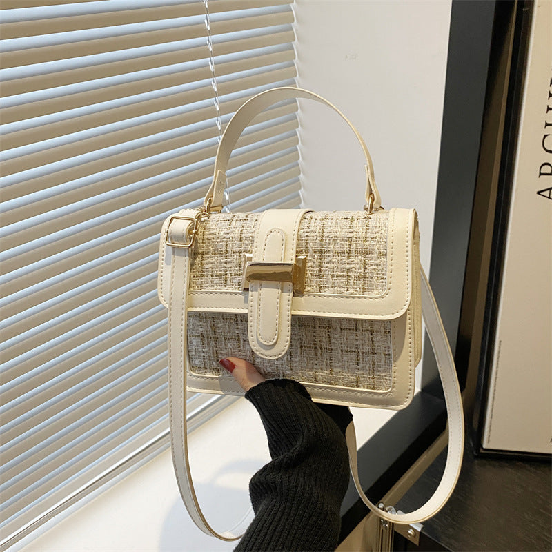 Bolso Tejido Estilo Chanel Pequeño Cuadrado - Bandolera Elegante Mujer