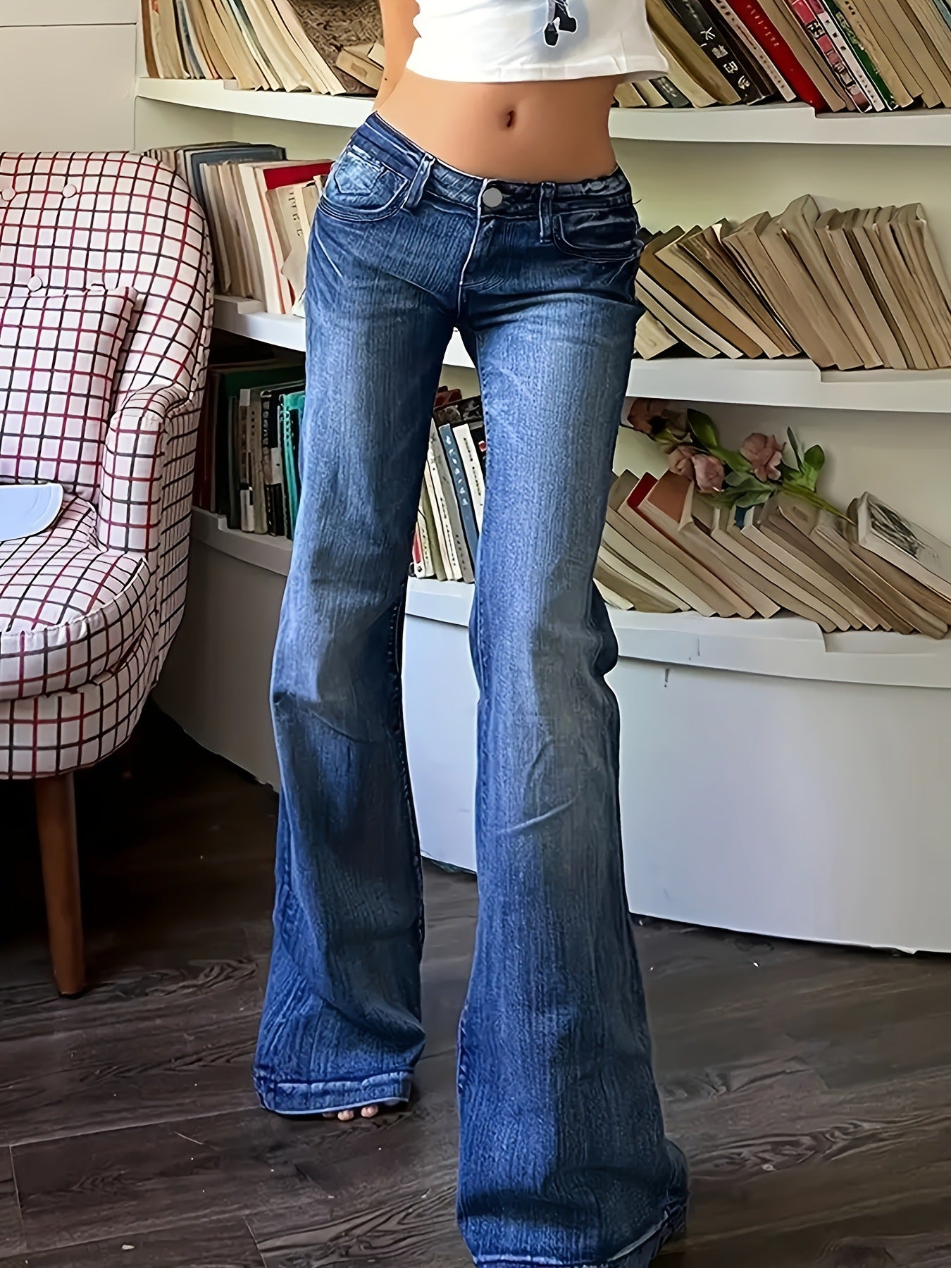 Jeans Acampanados Rectos Cintura Alta — Elásticos Pierna Ancha Mujer 2026