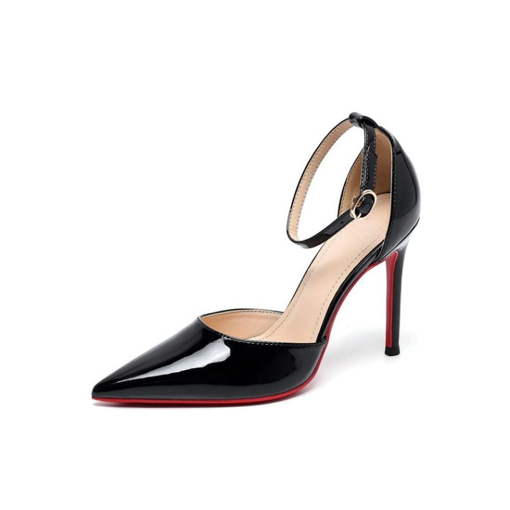 Zapatos Tacón Fino Negro | Punta Fina | Suela Roja Elegante Mujer 2026