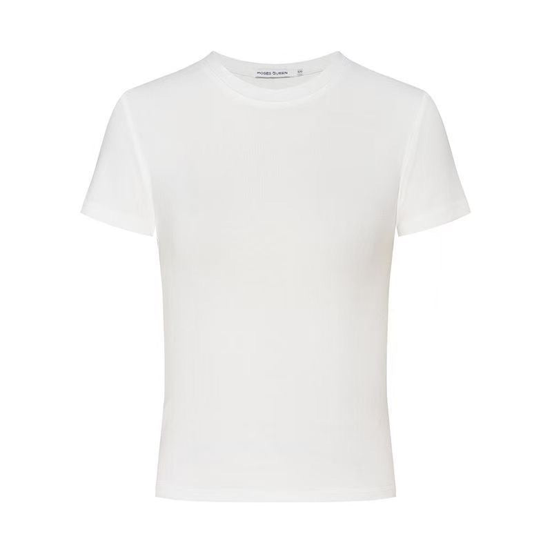 Camiseta Básica Color Sólido Slim Fit — Manga Corta Mujer Verano 2026