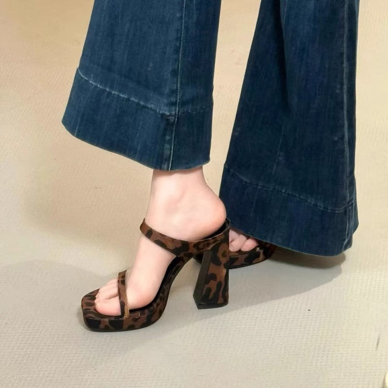 Sandalias de Tacón Grueso Cuadrado | Punta Cuadrada | Estilo Coreano Verano