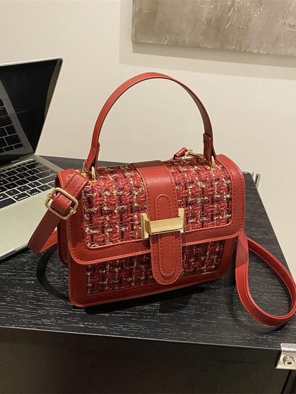 Bolso Tejido Estilo Chanel Pequeño Cuadrado - Bandolera Elegante Mujer