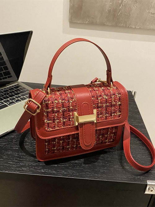 Bolso Tejido Estilo Chanel Pequeño Cuadrado - Bandolera Elegante Mujer