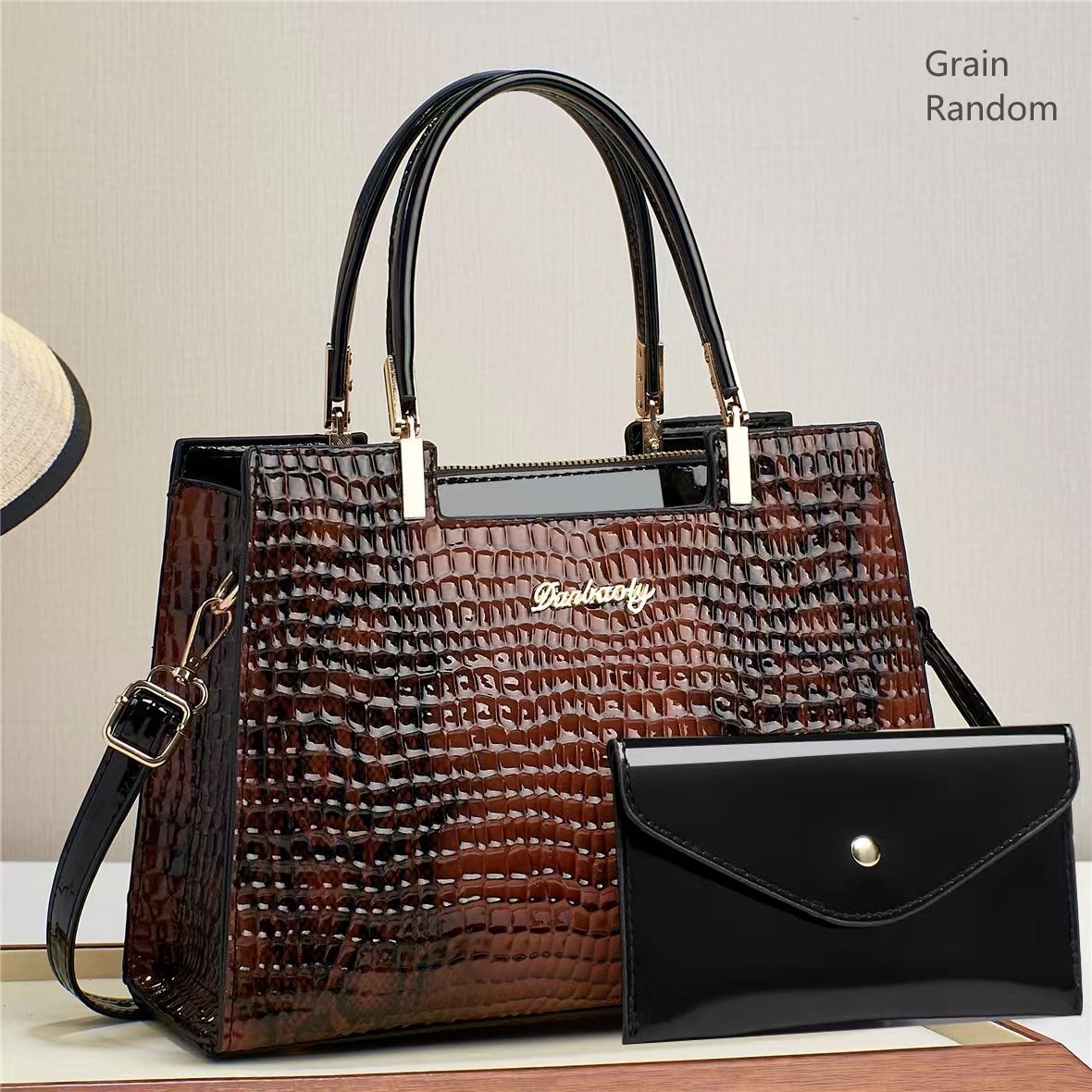Bolso Bandolera Piel Brillante Cocodrilo - Gran Capacidad Mujer 2025