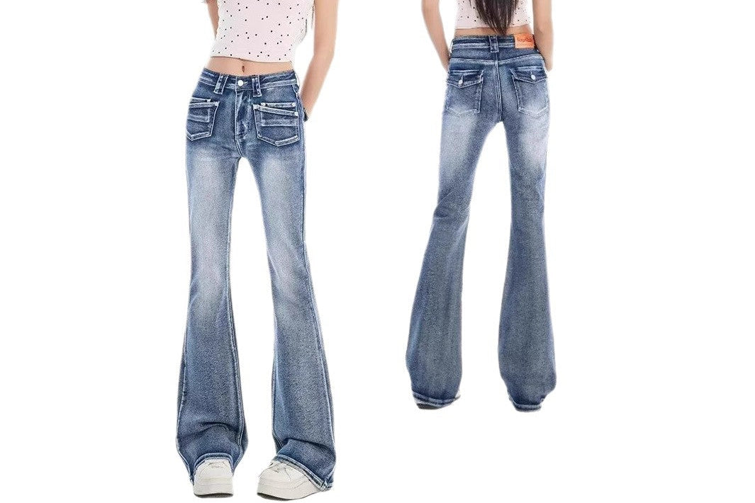 Jeans Acampanados Cintura Baja — Slim Fit Lavado Claro Mujer 2026