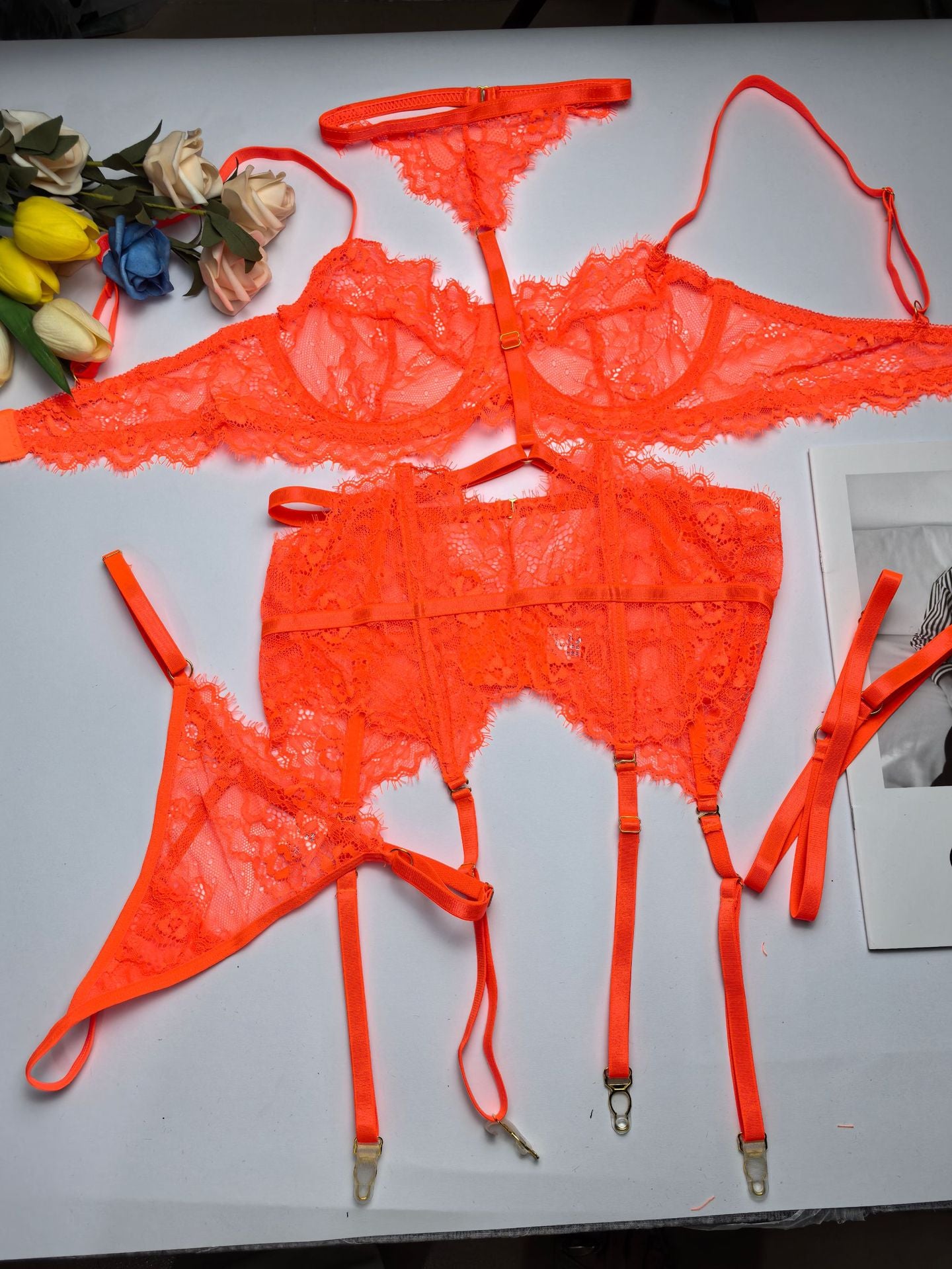 Lace Eyelash Halter Lingerie Set with Socks – Sexy 3-Piece