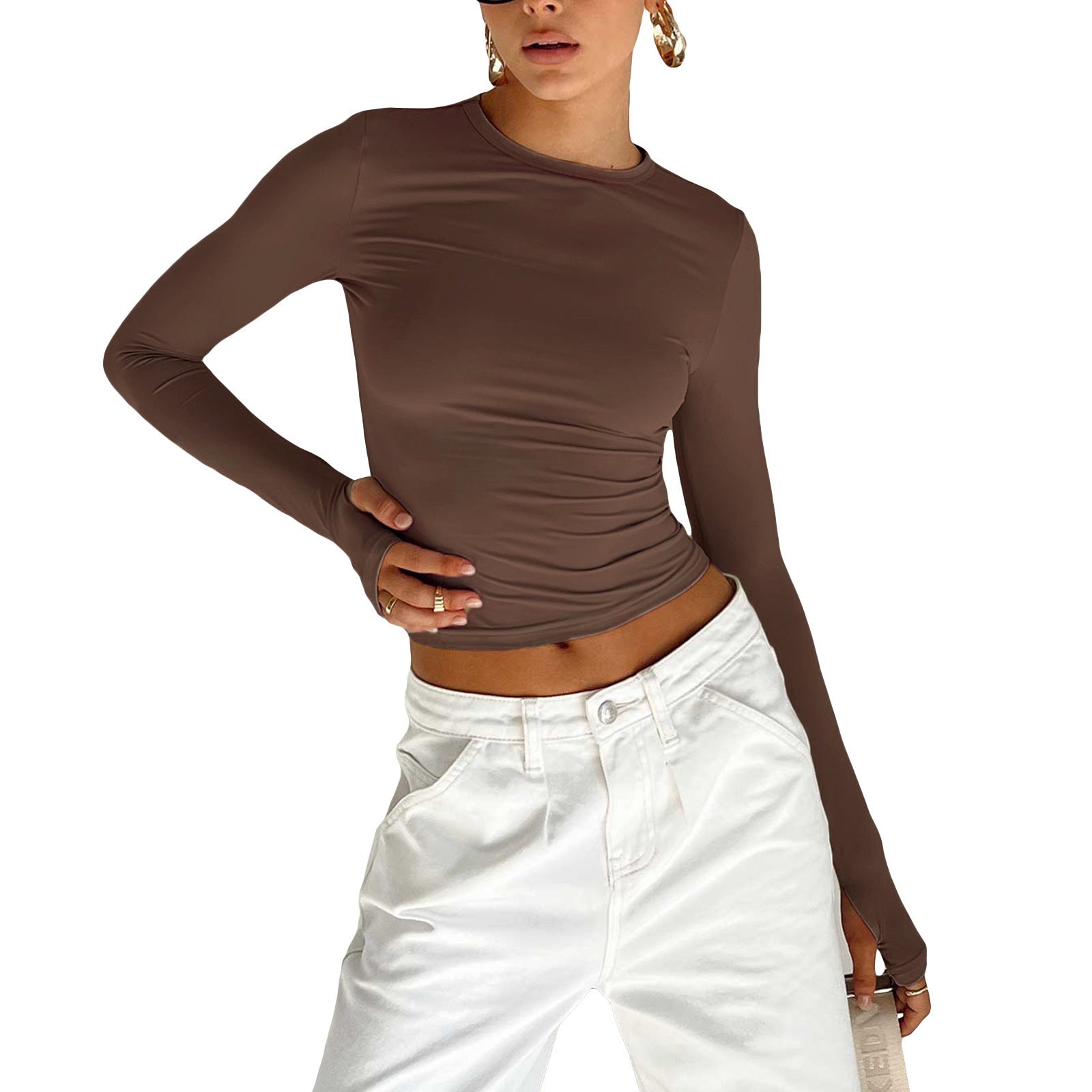 Camiseta Manga Larga Cuello Redondo — Base Slim Fit Mujer 2026