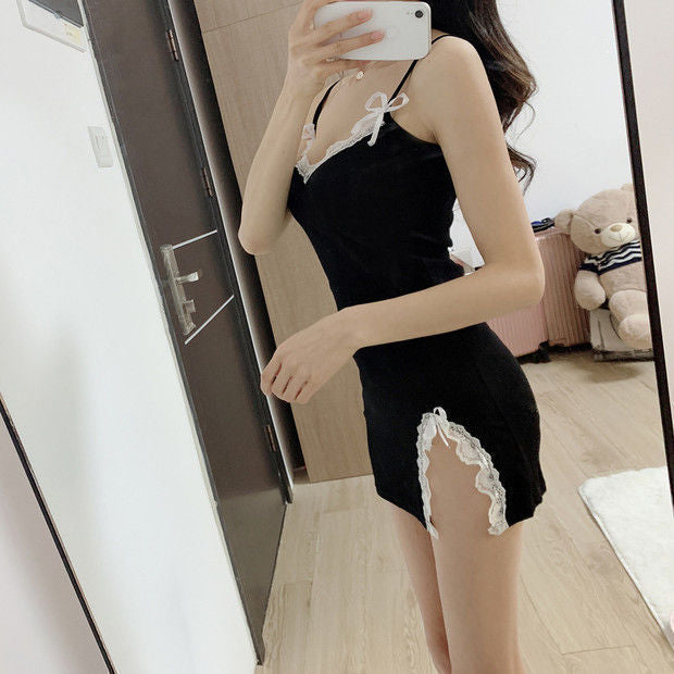 Sexy Lace Camisole Nightdress with Chest Pad – Cute Slim Fit