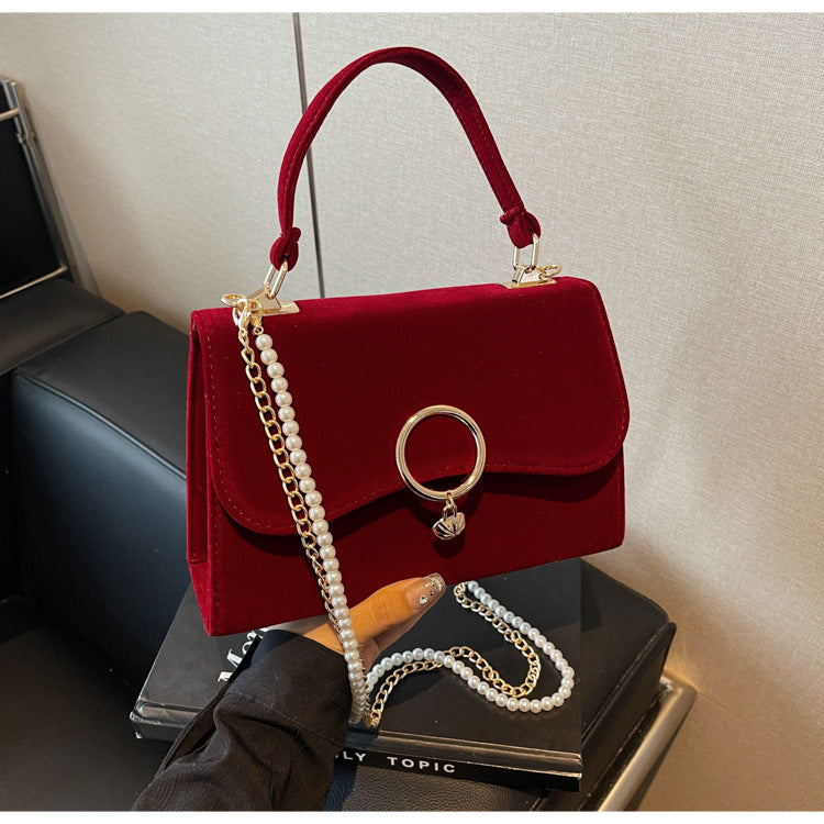 Bolso Pequeño Rojo de Boda con Cadena - Bandolera Nupcial Retro 2025