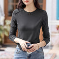 Camiseta Manga Larga Base Hombro Caído — Moda Otoño Mujer 2026