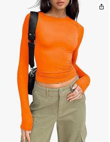 Camiseta Manga Larga Cuello Redondo — Base Slim Fit Mujer 2026