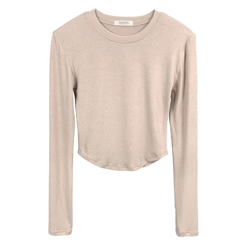 Camiseta Cuello Redondo Sexy Slim — Manga Larga Color Sólido Hot Girl Mujer 2026