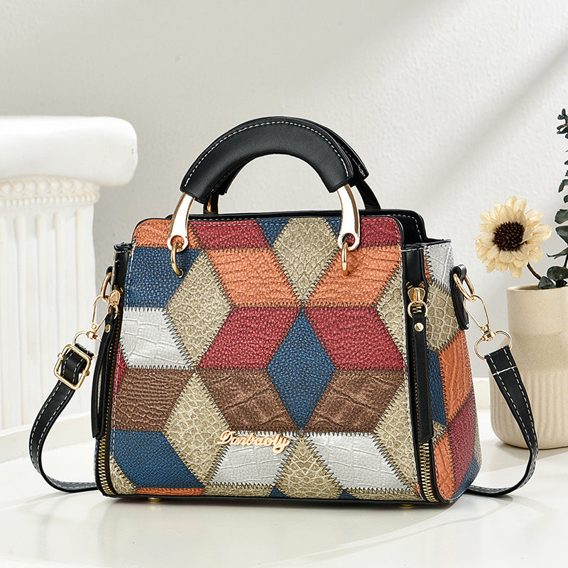 Bolso Estampado Piedra Cuadrado - Bandolera Hombro Elegante 2025