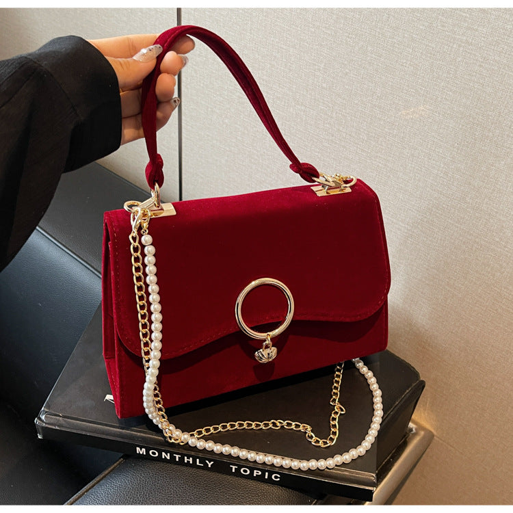 Bolso Pequeño Rojo de Boda con Cadena - Bandolera Nupcial Retro 2025