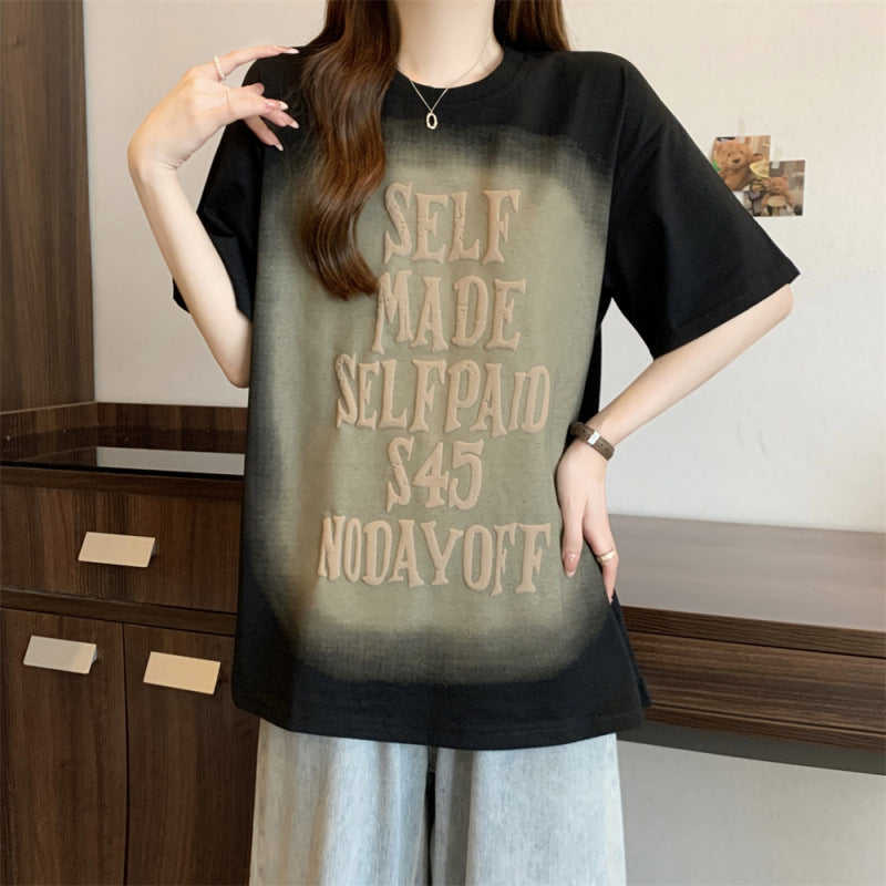 Camiseta Retro Algodón Puro — Manga Corta Estampada Mujer 2026