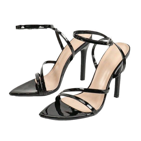 Sandalias Stiletto con Tiras Cruzadas | Cuero Charol | Tacón Fino Mujer