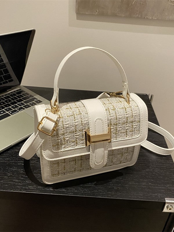 Bolso Tejido Estilo Chanel Pequeño Cuadrado - Bandolera Elegante Mujer