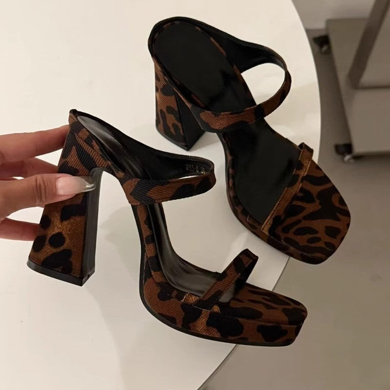 Sandalias de Tacón Grueso Cuadrado | Punta Cuadrada | Estilo Coreano Verano