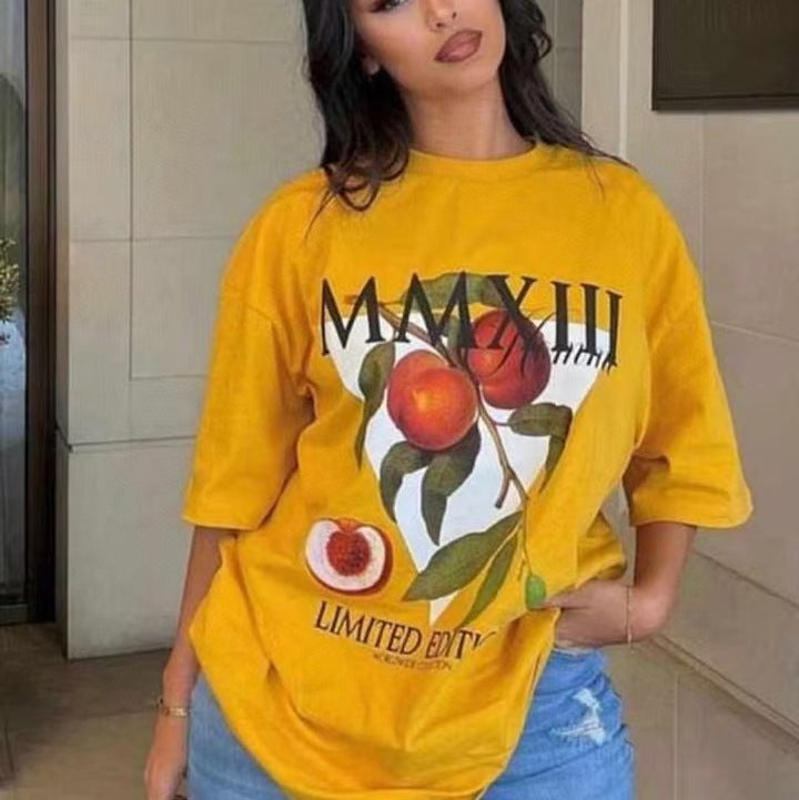 Camiseta Algodón Puro 300g — Estilo Americano Suelta Tendencia Mujer 2026