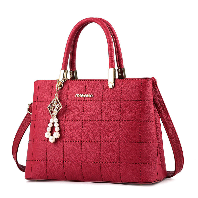 Bolso Tote Bordado Cuadros Gran Capacidad - Bandolera Hombro Mujer
