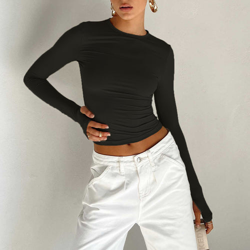 Camiseta Manga Larga Cuello Redondo — Base Slim Fit Mujer 2026