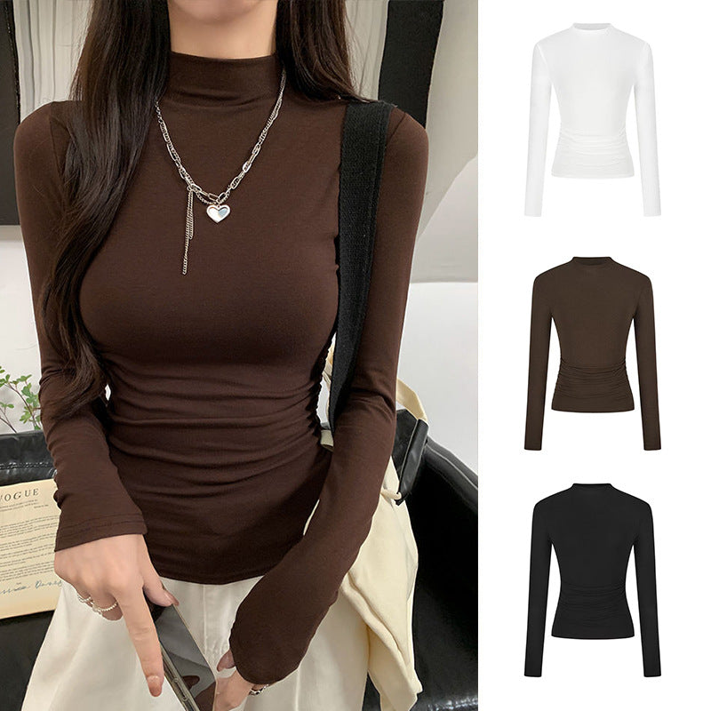 Camiseta Manga Larga Cuello Alto Slim — Cintura Marcada Hot Girl Mujer 2026