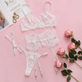 Lace Eyelash Halter Lingerie Set with Socks – Sexy 3-Piece