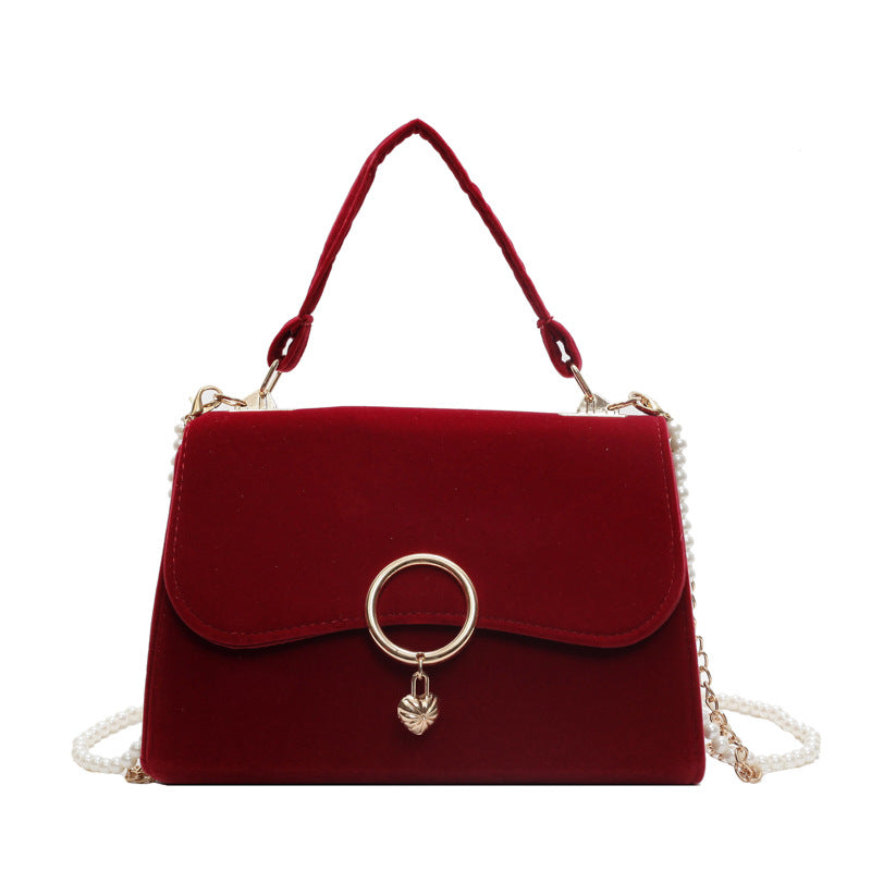 Bolso Pequeño Rojo de Boda con Cadena - Bandolera Nupcial Retro 2025
