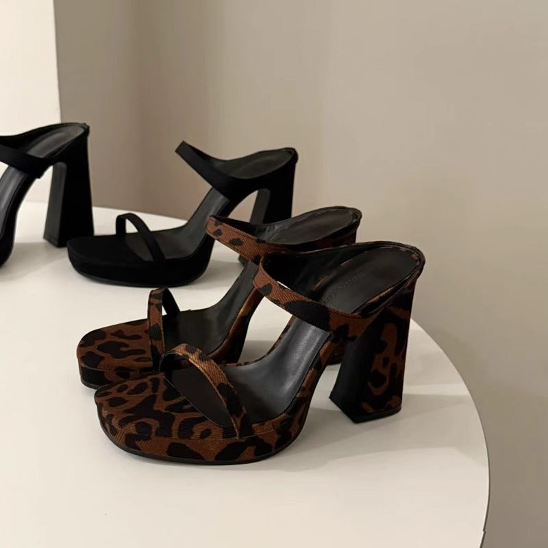 Sandalias de Tacón Grueso Cuadrado | Punta Cuadrada | Estilo Coreano Verano