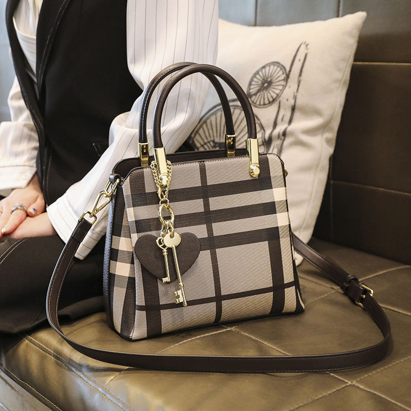 Bolso Piel Genuina Cuadros Retro - Tote Bandolera Crossbody Mujer 2025