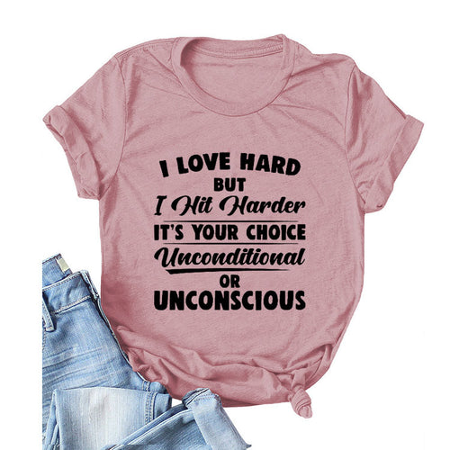 Camiseta Manga Corta Frase — Estilo Americano Casual Mujer 2026