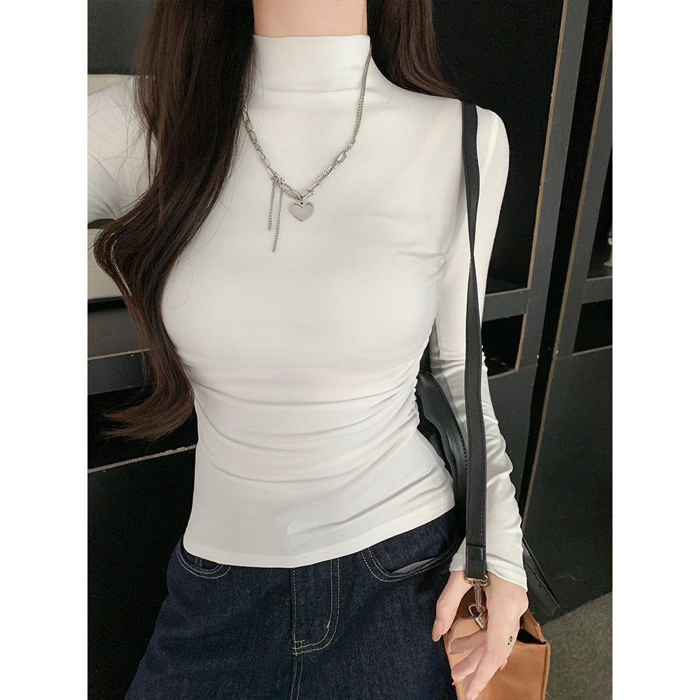 Camiseta Manga Larga Cuello Alto Slim — Cintura Marcada Hot Girl Mujer 2026