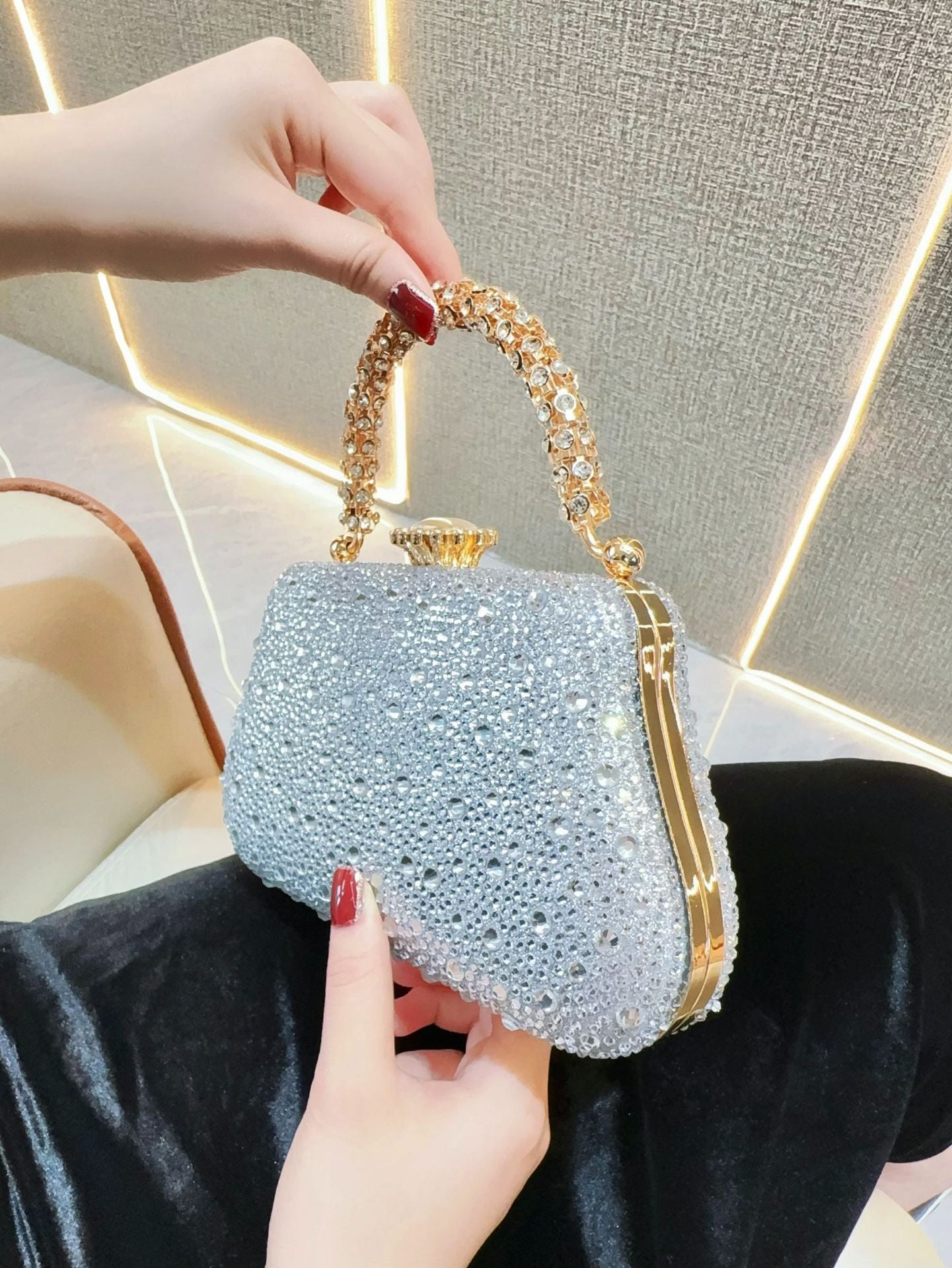 Bolso de Noche con Diamantes - Clutch Elegante para Gala y Banquete