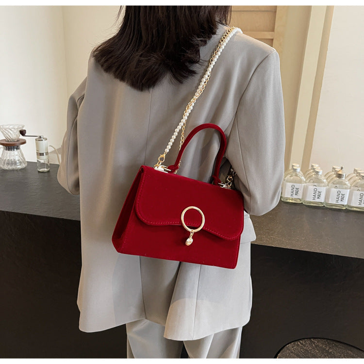 Bolso Pequeño Rojo de Boda con Cadena - Bandolera Nupcial Retro 2025