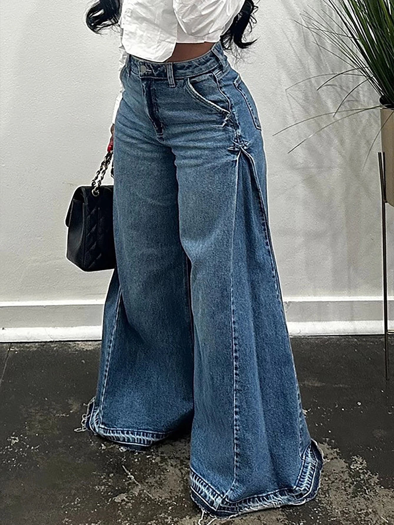 Jeans Wide Leg Vintage Y2K — Acampanados Largos Mujer