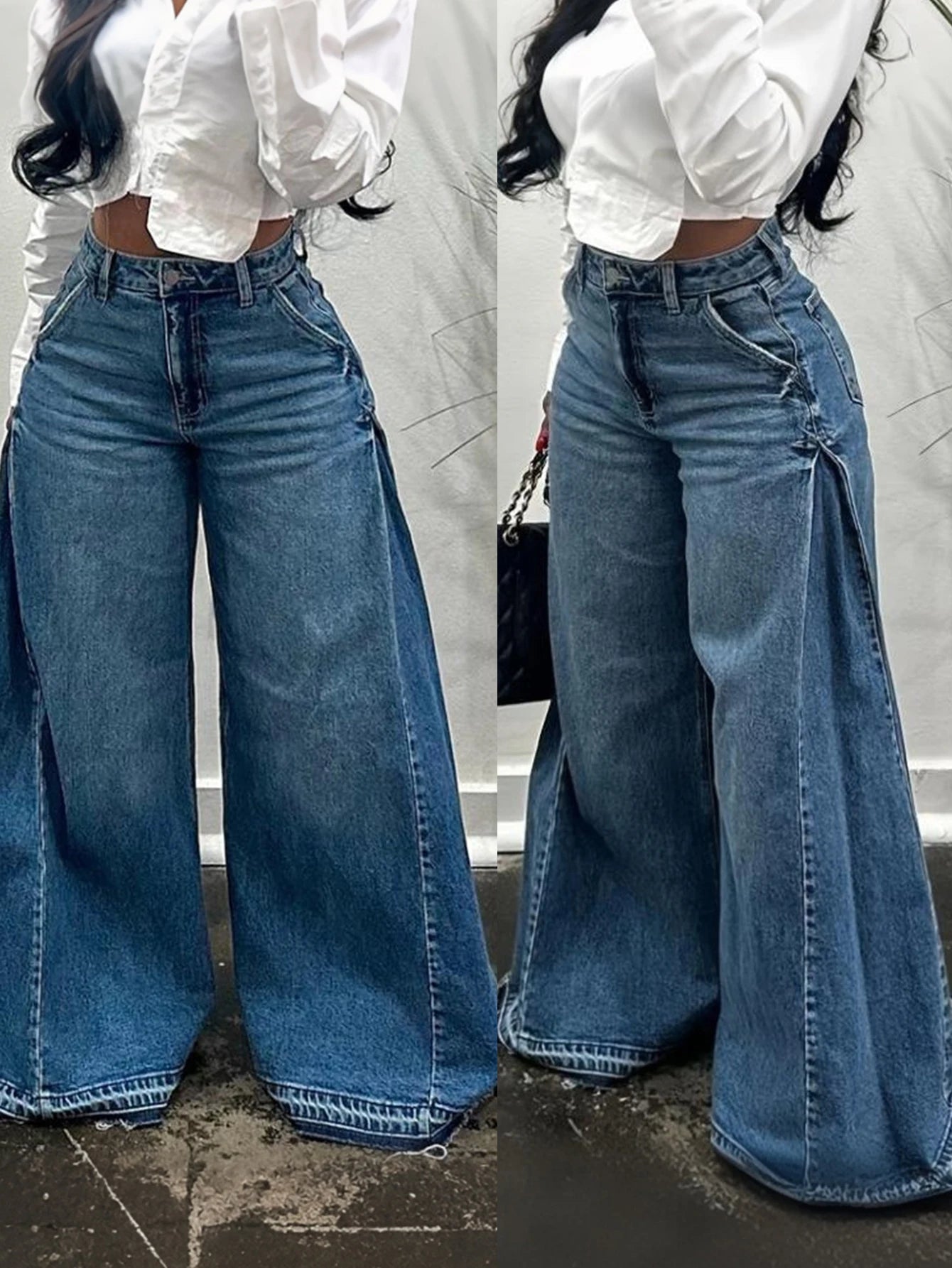 Jeans Wide Leg Vintage Y2K — Acampanados Largos Mujer